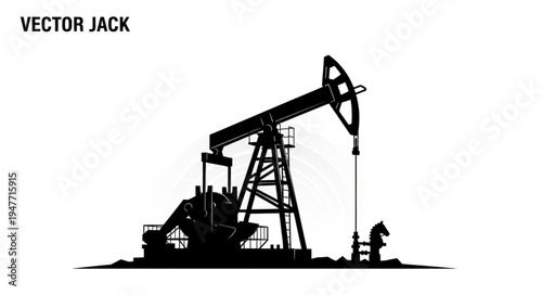 Oil Pump Jack Silhouette Illustration.