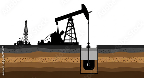 Oil Rig Drilling Underground Resources.