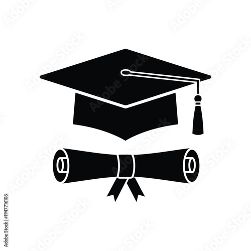 Graduation ceremony with a cap and rolled diploma in a formal setting