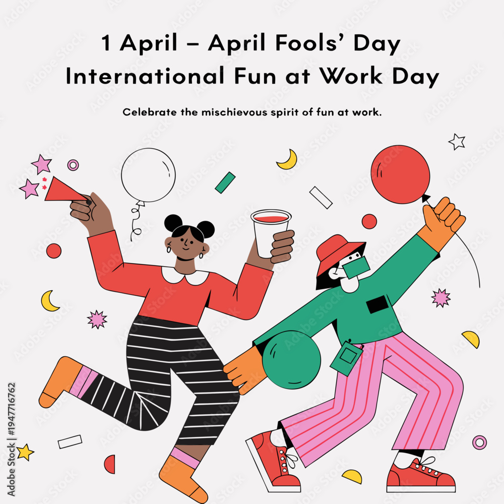 Fototapeta premium April Fools’ Day, International Fun at Work Day