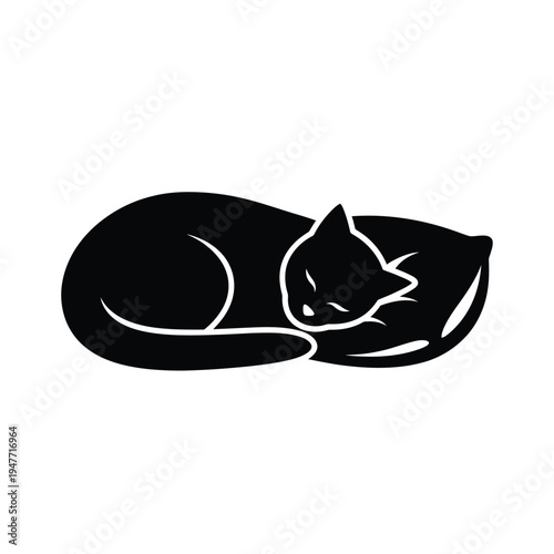 Black cat sleeping peacefully on a soft pillow.