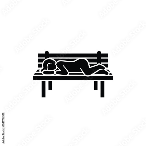 Homeless person sleeping on a park bench.