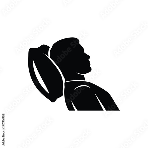 Man resting head on pillow silhouette.