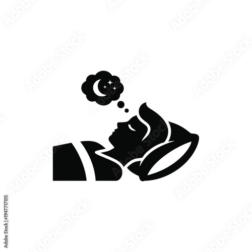 Person sleeping and dreaming of the night.