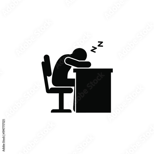 Person Sleeping at Desk Icon.