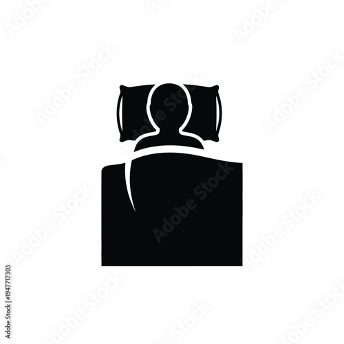 Person sleeping in bed icon.