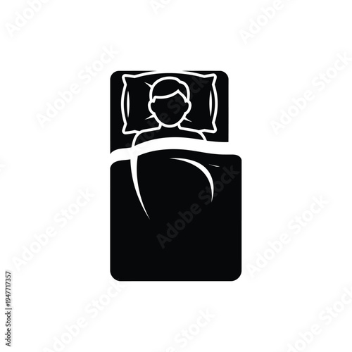 Person sleeping in bed top view icon 1.