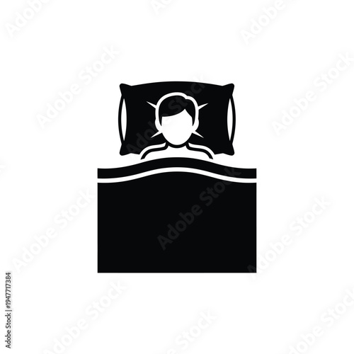 Person sleeping in bed with pillow and blanket 1.