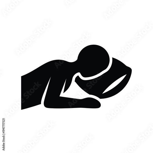 Person sleeping on a pillow.