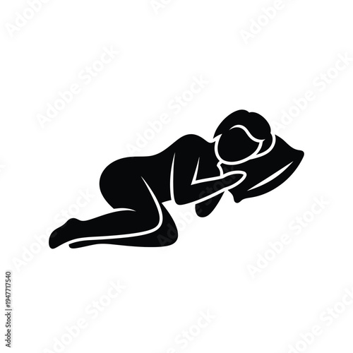 Person sleeping on side with pillow icon.