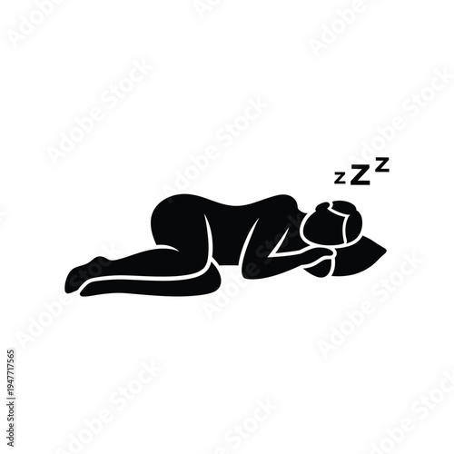 Person sleeping on side with Zzz symbol.