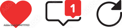 Social Media heart comment refresh symbol