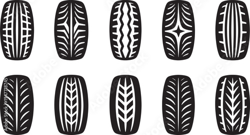 Tire tread patterns in black wheels