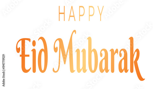 Style Happy Eid Mubarak Word in design and White Colour Background in design 