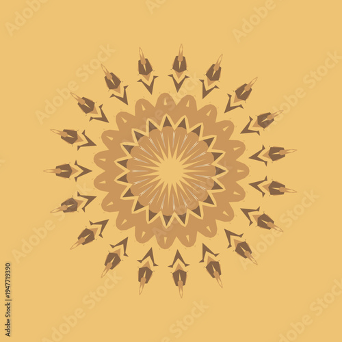 Autumn mandala pattern in autumn glaze gold champagne harvest-gold oak umber color palette