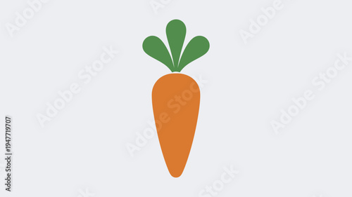 A simple orange carrot icon with green leaves on a white background