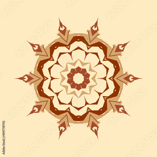 Burnt mandala pattern in burnt umber gold bisque brass-tan rust mahogany color palette