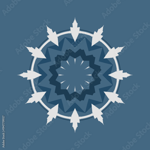 Cold mandala pattern in cold grey atlantic silver slate ocean-blue dark-denim color palette
