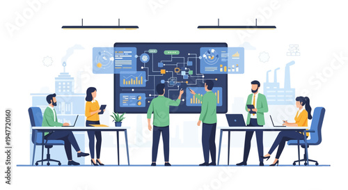 Team Collaborating on Digital Interactive Display.