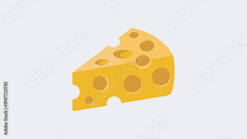 A wedge of cheese with holes on a plain background