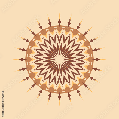 Fall mandala pattern in fall terracotta pot warm-bisque apricot clay red-earth color palette