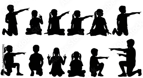 People Silhouettes Pointing Various.