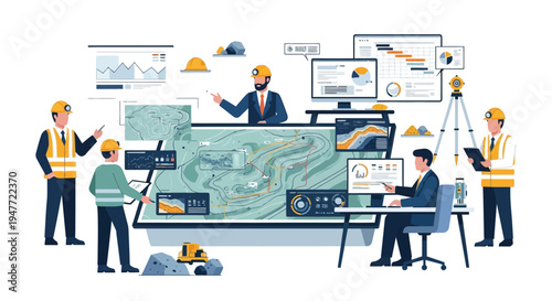 Team of Engineers Collaborating on a Digital Construction Project.