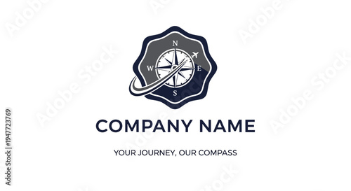 a logo with a compass and rope.
