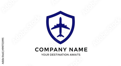 Airplane shield logo template design.