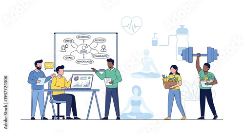 Teamwork and Collaboration for Business Success and Healthy Lifestyle.