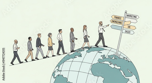 People Walking on the Globe.