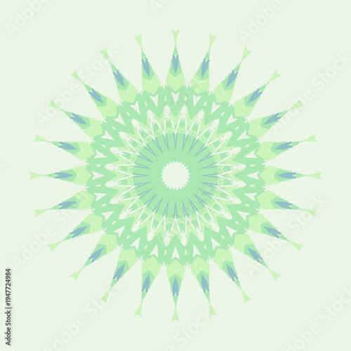 Summer mandala pattern in summer aquatic refresh glacier-blue spring-bud pale-green frost-white color palette