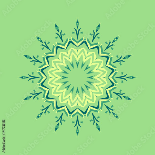 Summer mandala pattern in summer deep lagoon citrus-skin mint sea-green dark-teal color palette