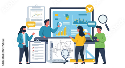 Team Collaborating on Business Analytics and Strategy.