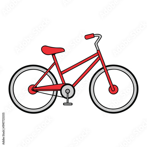A bright red bicycle with sleek frame and shiny wheels, ready for a ride through city streets or countryside paths, radiating energy and adventure in every turn.
