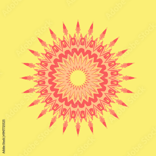 Summer mandala pattern in summer sunset glow soft-lemon apricot coral-pink watermelon color palette