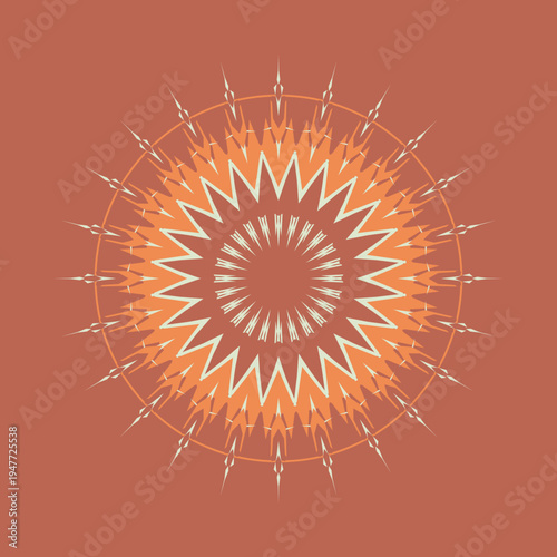 Vintage mandala pattern in vintage apricot orchard parchment dried-apricot red-clay pale-leaf color palette