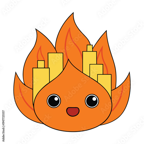 A chaotic city engulfed in flames, smoke rising into a dark sky, buildings crumbling, and streets ablaze, capturing destruction and turmoil in a fiery scene.
