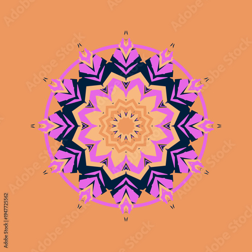 Vintage mandala pattern in vintage arctic sunset platinum apricot sunset-clay deep-ocean color palette