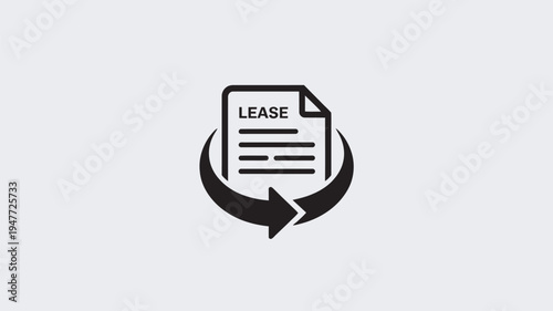 A simple black icon of a lease document with a circular arrow, symbolizing renewal or transfer of a rental agreement.