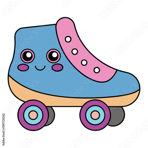 A fun, vintage-style roller skate with four wheels, laces tied tight, perfect for gliding, dancing, or racing on smooth streets with style and joy.
