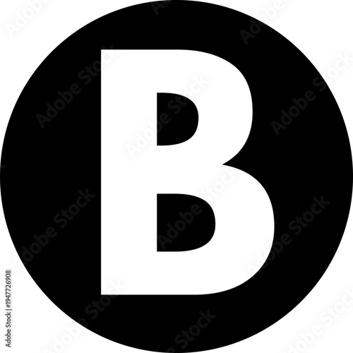 Black Circle with Letter B Symbol Vector