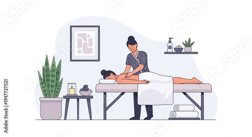 Woman receiving a relaxing massage from a therapist.