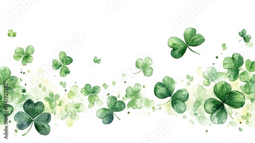 Four leaf clover isolated on white background, Podium for product and Lucky clover leaves with four leaf,Clover flowers background,Patricks day,St. Patrick s day,Good luck,Vector flat illustration.