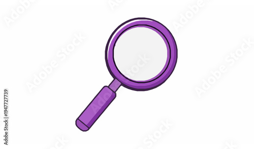 Purple magnifying glass search symbol flat vector element isolated on white background