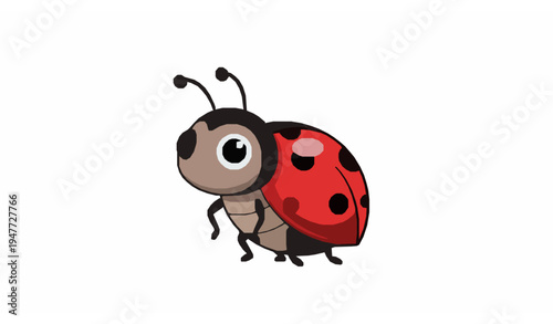 Happy ladybug mascot character flat vector design isolated on white background