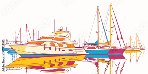 A colorful sailboat on the water with vibrant sails Vector