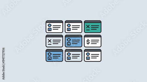 A collection of various credit cards and debit cards on a light blue background