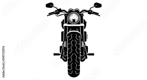 Front view of a classic motorcycle on a white background.