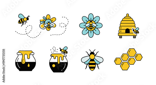 Collection of honey bee icons 1.